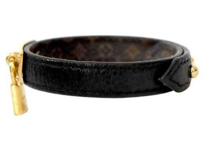 Louis Vuitton Bracciale Nanogram Lockit Gold Nero - vista 2