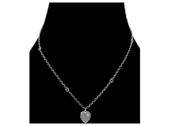 Gucci Collana in argento con cuori intrecciati blu - vista 5