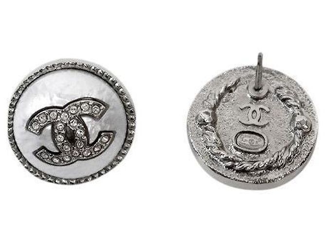 Chanel Orecchini Pearl Crystal CC Argento - vista 4