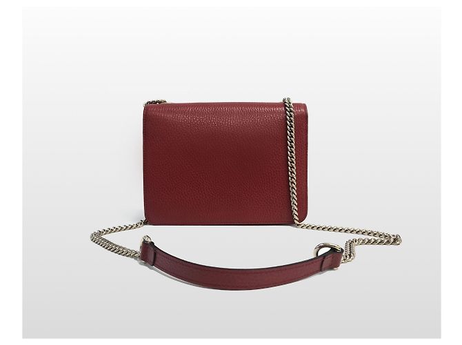 Gucci Picca tracolla piccola in pelle grana Interlocking Rossa Rosso - vista 4