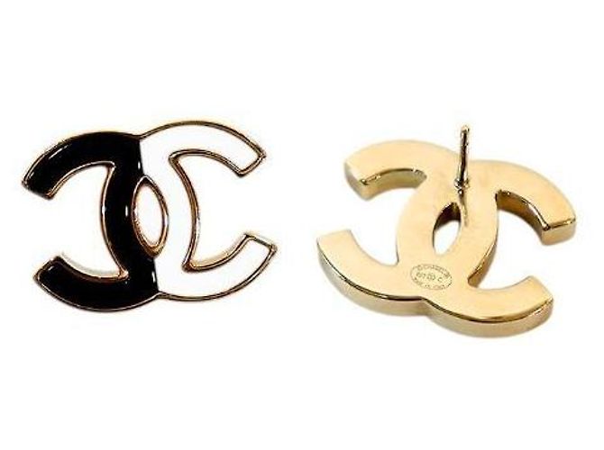 Chanel CC Ohrringe Schwarz Weiß - Ansicht 4