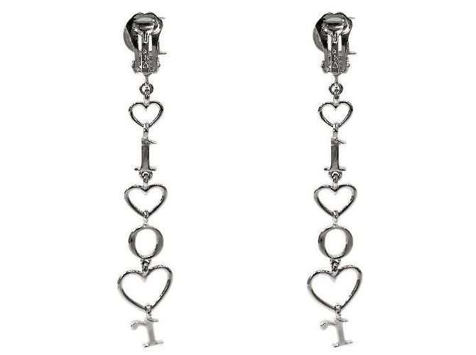 Orecchini a goccia con cuore Dior argento - vista 3