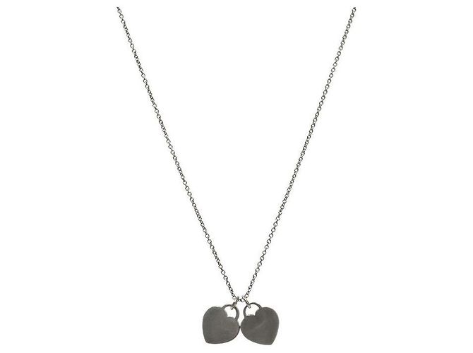 Tiffany & Co Collana in argento doppio cuore rosa - vista 2