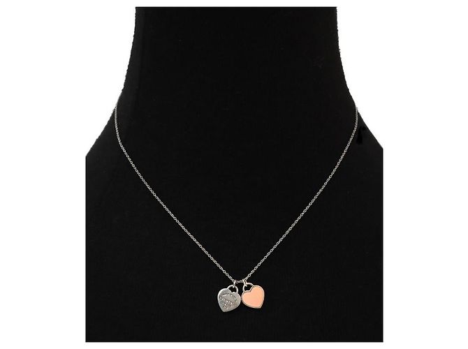 Tiffany & Co Collana in argento doppio cuore rosa - vista 5