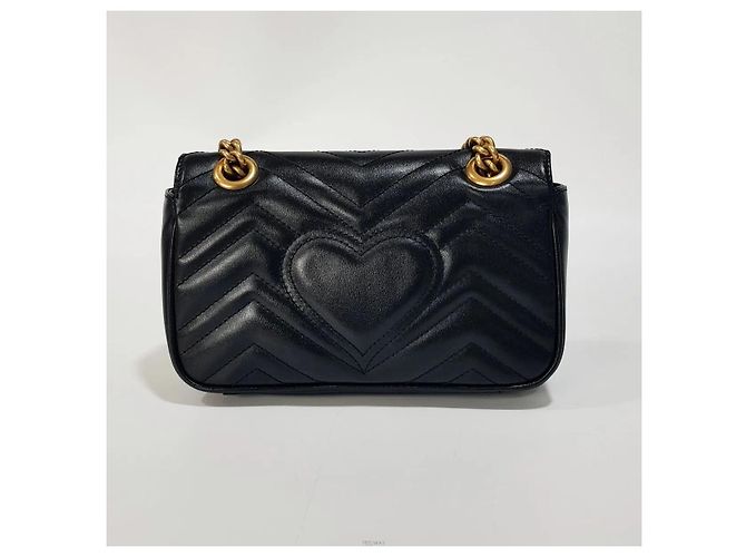 Gucci Mini Borsa a Tracolla Marmont Matelassé Nero - vista 4