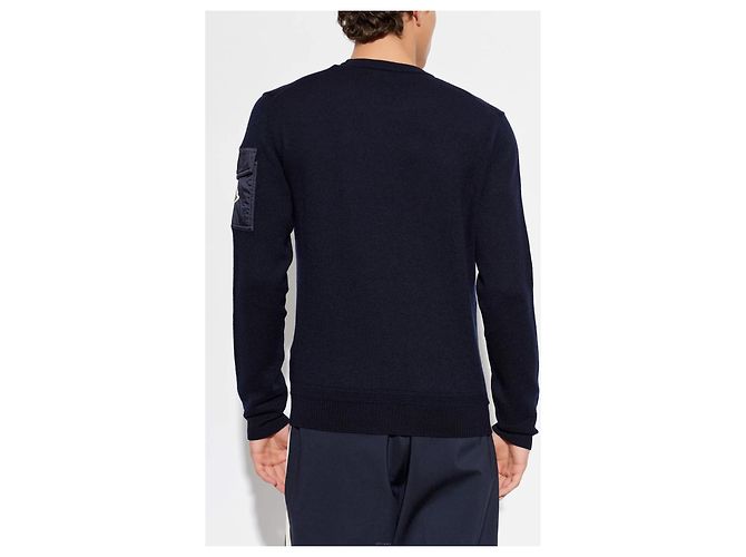 Moncler Wollstrickpullover Rundhals Navy Blau - Ansicht 9
