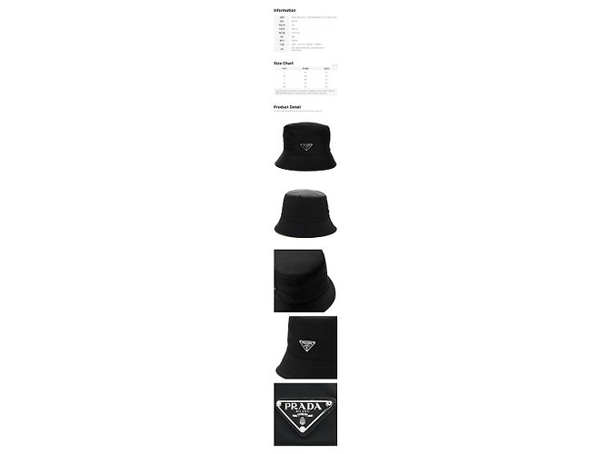 Prada Nylon Bucket Hat Schwarz mit silbernem Dreiecks-Logo - Ansicht 2