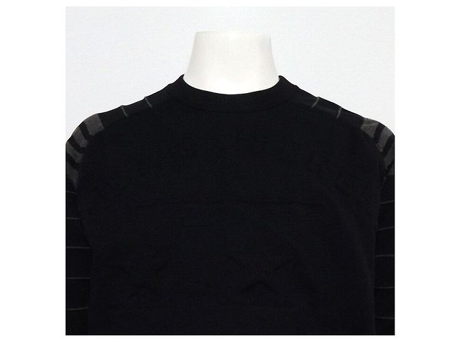 Givenchy American Dream Herren Strick-T-Shirt aus schwarzer geprägter Baumwolle - Ansicht 2