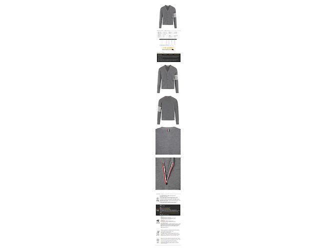 Thom Browne V-Ausschnitt Cardigan aus diagonalem Waffel-Merinowolle Hellgrau Braun - Ansicht 2