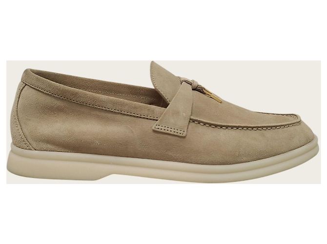 Loro Piana Mocassini da lavoro Summer Chams in camoscio Sandstone Marrone - vista 2