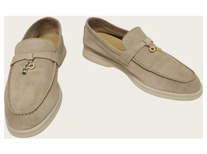 Loro Piana Mocassini da lavoro Summer Chams in camoscio Sandstone Marrone - vista 4