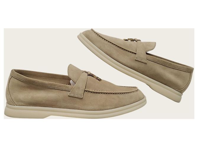 Loro Piana Mocassini da lavoro Summer Chams in camoscio Sandstone Marrone - vista 5