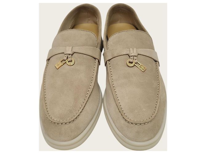 Loro Piana Mocassini da lavoro Summer Chams in camoscio Sandstone Marrone - vista 6