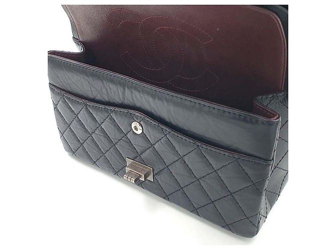Borsa Chanel 2.55 Nera Argentata Nero - vista 10
