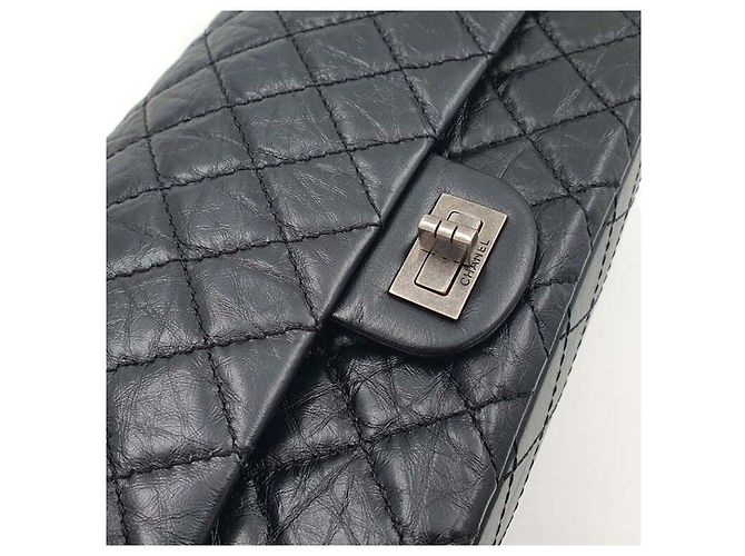 Borsa Chanel 2.55 Nera Argentata Nero - vista 12