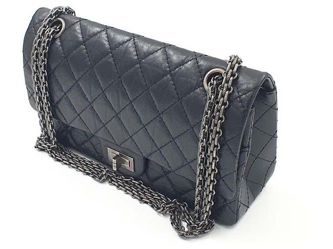 Borsa Chanel 2.55 Nera Argentata Nero - vista 3