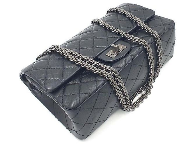 Borsa Chanel 2.55 Nera Argentata Nero - vista 5