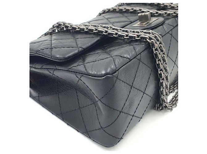 Borsa Chanel 2.55 Nera Argentata Nero - vista 6