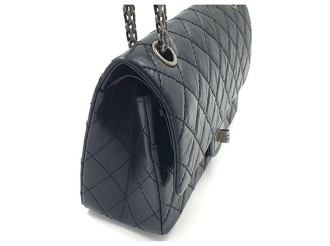 Borsa Chanel 2.55 Nera Argentata Nero - vista 7