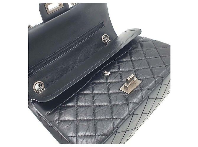 Borsa Chanel 2.55 Nera Argentata Nero - vista 8