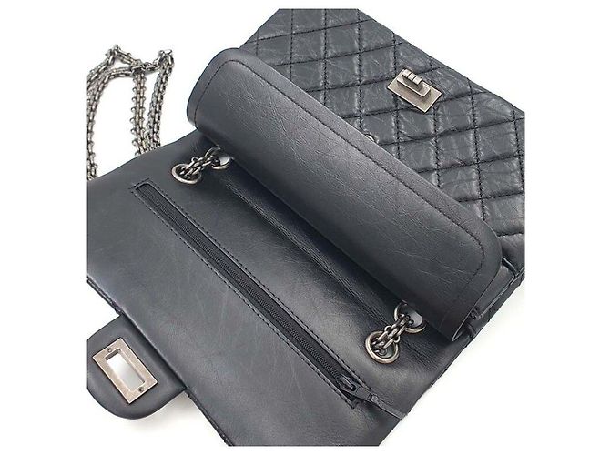 Borsa Chanel 2.55 Nera Argentata Nero - vista 9