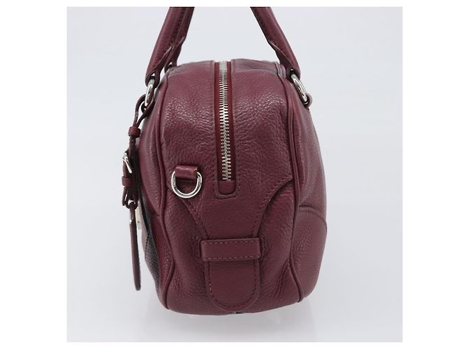 Prada Boston Convertible Small in Vitello Daino con tasca frontale e chiusura pushlock Bordò - vista 3