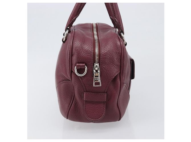 Prada Boston Convertible Small in Vitello Daino con tasca frontale e chiusura pushlock Bordò - vista 4