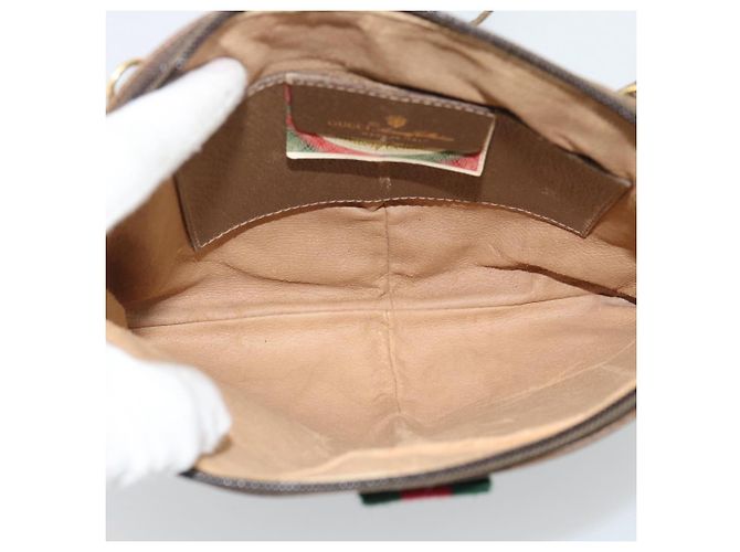 GUCCI GG Supreme Web Sherry Line Bag PVC Beige Gold 98 02 047 - vista 16
