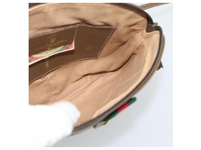 GUCCI GG Supreme Web Sherry Line Bag PVC Beige Gold 98 02 047 - vista 17
