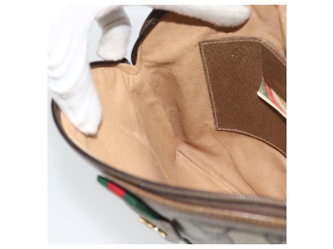 GUCCI GG Supreme Web Sherry Line Bag PVC Beige Gold 98 02 047 - vista 18