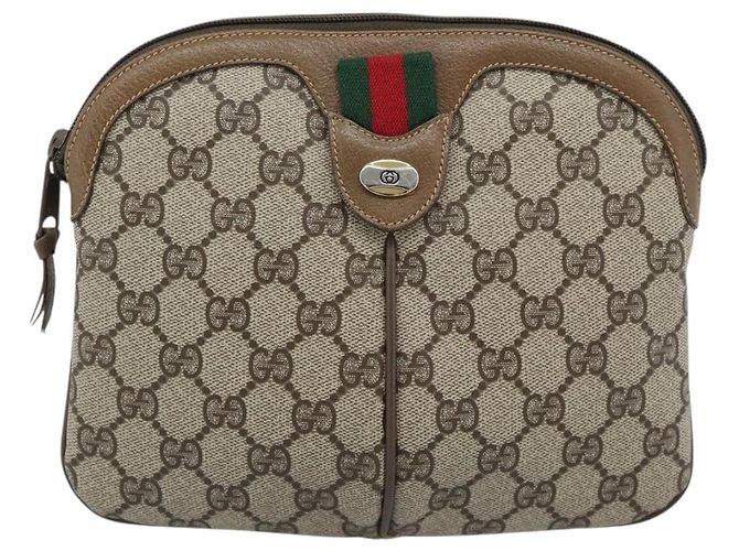 GUCCI GG Supreme Web Sherry Line Bag PVC Beige Gold 98 02 047 - vista 2