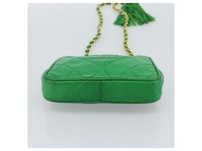CHANEL COCO Mark Matelasse Chain Shoulder Bag Lamb Skin Green Gold - vista 10
