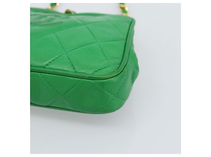 CHANEL COCO Mark Matelasse Chain Shoulder Bag Lamb Skin Green Gold - vista 11