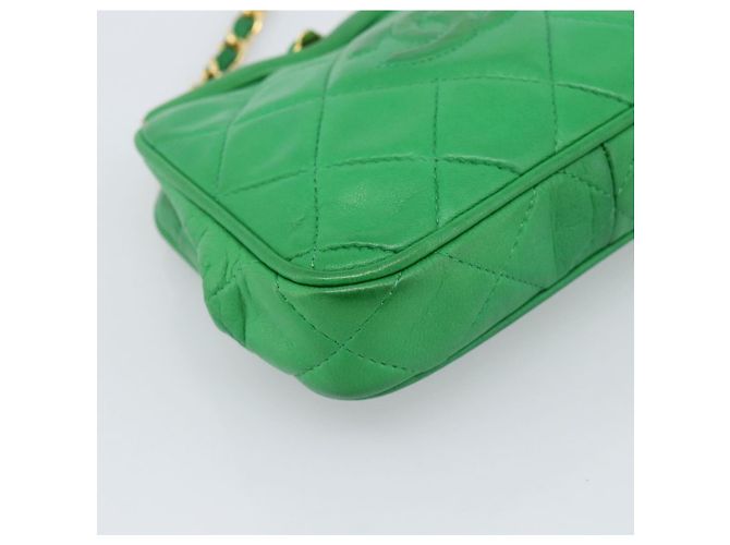 CHANEL COCO Mark Matelasse Chain Shoulder Bag Lamb Skin Green Gold - vista 12