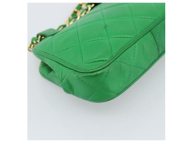 CHANEL COCO Mark Matelasse Chain Shoulder Bag Lamb Skin Green Gold - vista 14