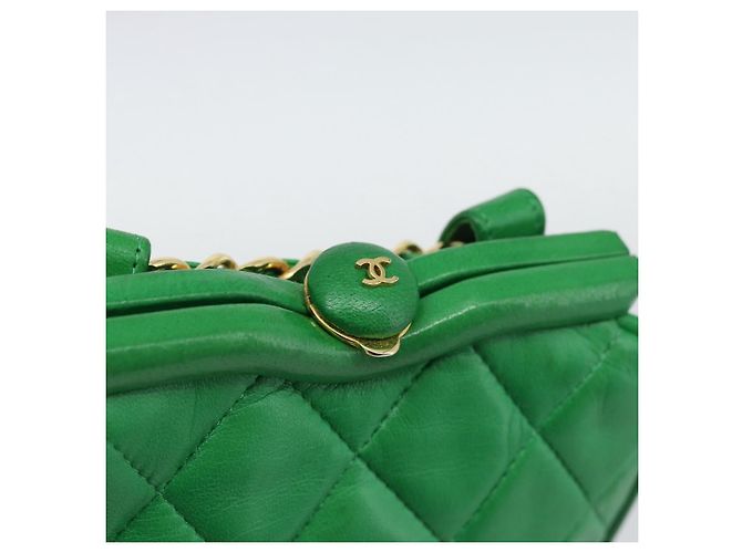 CHANEL COCO Mark Matelasse Chain Shoulder Bag Lamb Skin Green Gold - vista 15