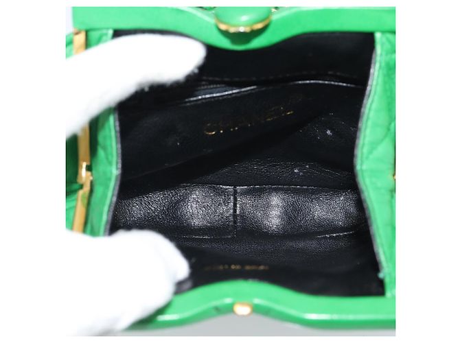CHANEL COCO Mark Matelasse Chain Shoulder Bag Lamb Skin Green Gold - vista 18