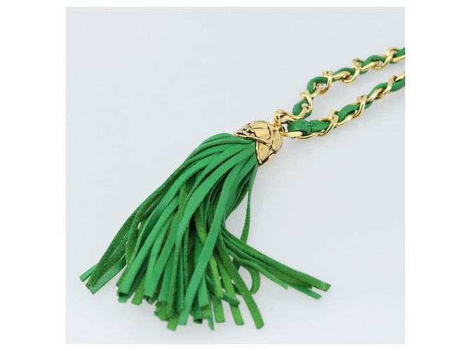 CHANEL COCO Mark Matelasse Chain Shoulder Bag Lamb Skin Green Gold - vista 8