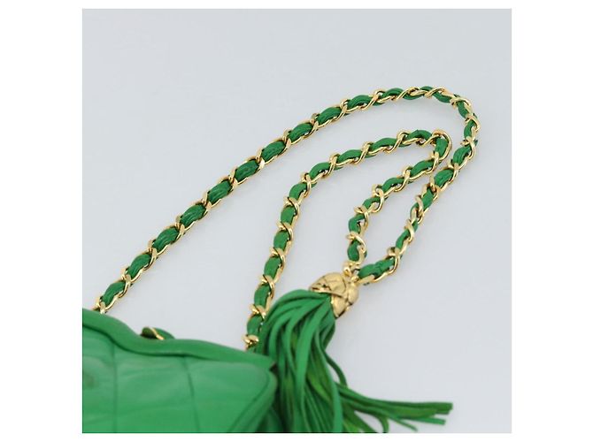 CHANEL COCO Mark Matelasse Chain Shoulder Bag Lamb Skin Green Gold - vista 9