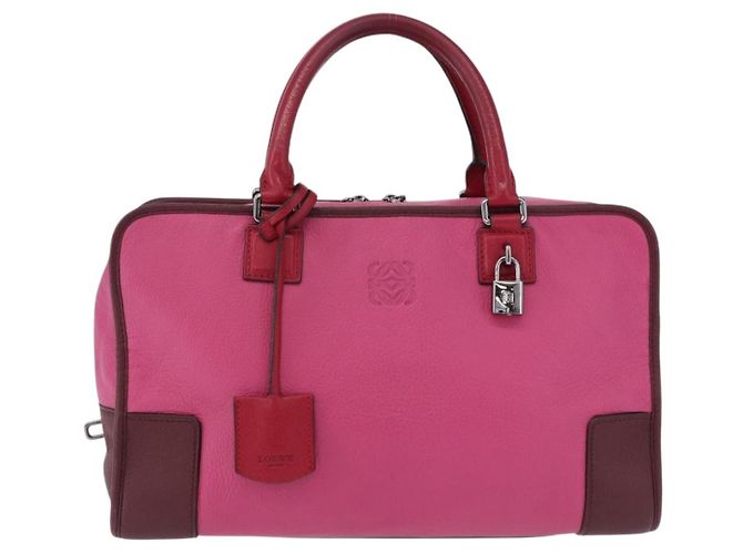LOEWE Amazona 35 Hand Bag Leather Pink Silver - vista 13