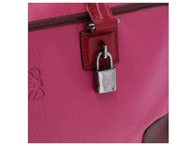 LOEWE Amazona 35 Hand Bag Leather Pink Silver - vista 18
