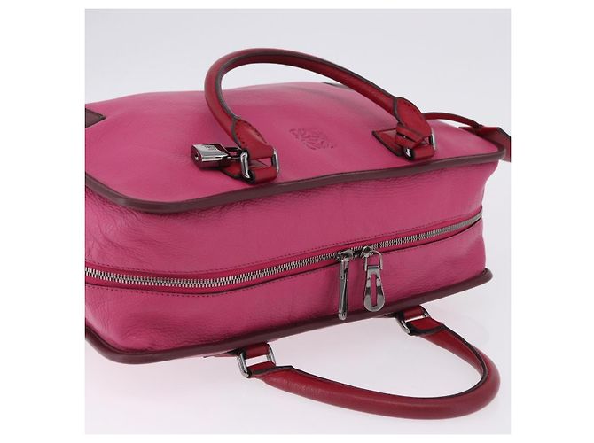 LOEWE Amazona 35 Hand Bag Leather Pink Silver - vista 6