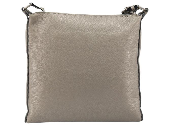 FENDI Celeria Shoulder Bag Leather Gray Silver - vista 2