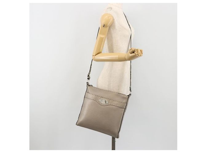 FENDI Celeria Shoulder Bag Leather Gray Silver - vista 24