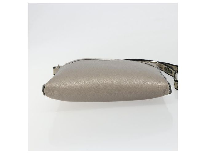 FENDI Celeria Shoulder Bag Leather Gray Silver - vista 5