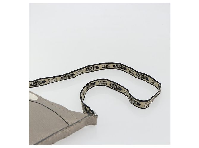 FENDI Celeria Shoulder Bag Leather Gray Silver - vista 8