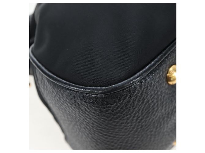 PRADA Hand Bag Nylon Leather 2way Black Gold - vista 15