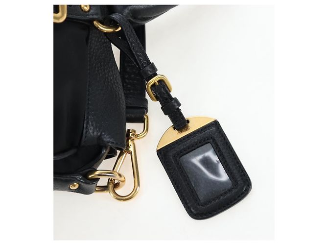PRADA Hand Bag Nylon Leather 2way Black Gold - vista 19