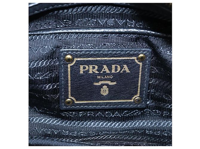 PRADA Hand Bag Nylon Leather 2way Black Gold - vista 22