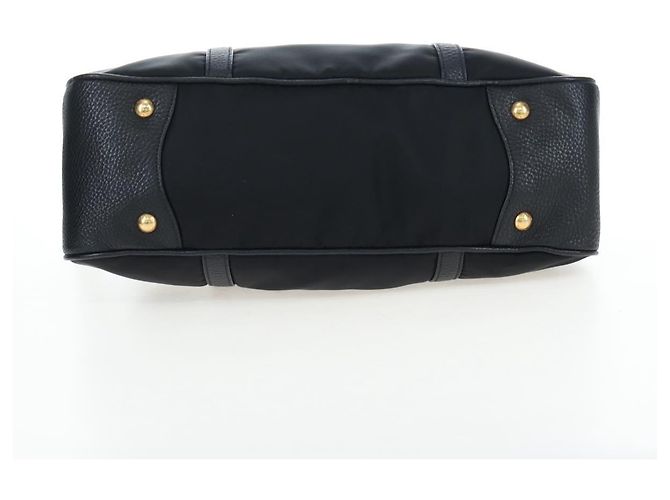 PRADA Hand Bag Nylon Leather 2way Black Gold - vista 5